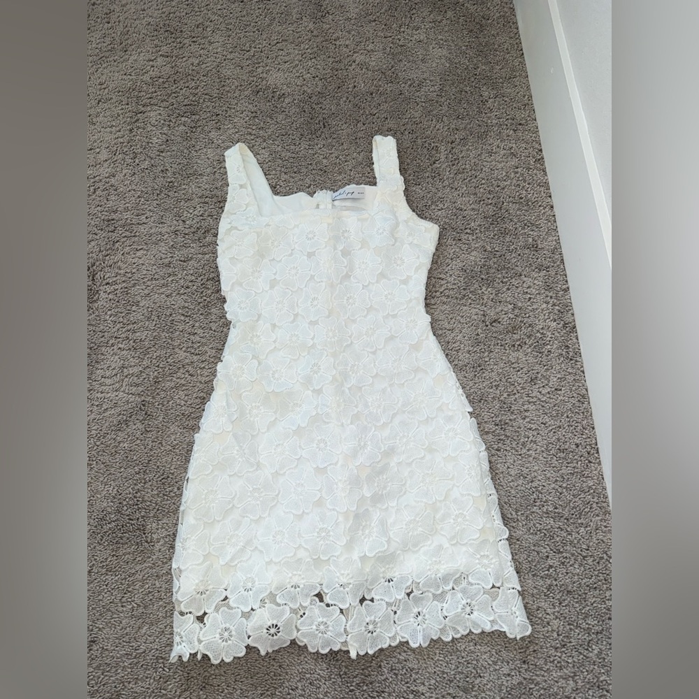 Petal & Pup Floral Lace Mini Dress in White